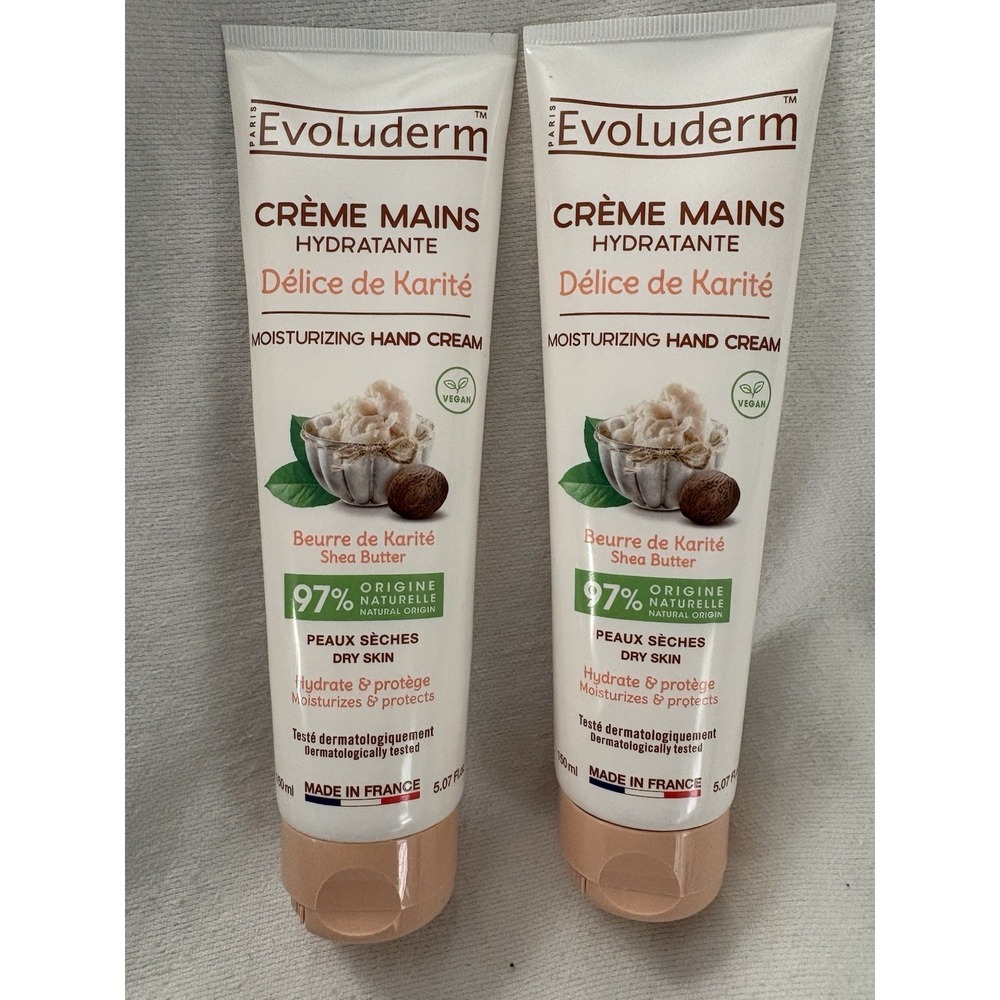 NEW Evoluderm Moisturizing Hand Cream Shea Butter 5.07 Ounce Made France 2 Packs